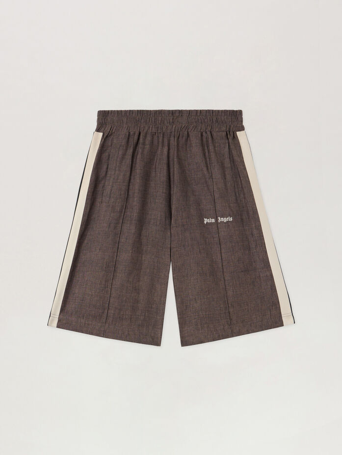 Pantaloncini Palm Angels Track Logo Classico Marrone Pantaloncini Palm Angels Track Logo Classico Marrone