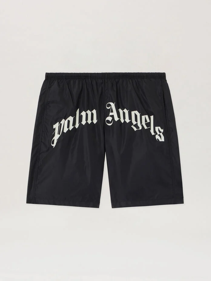 Pantaloncini Palm Angels Mare Logo Curvo Pantaloncini Palm Angels Mare Logo Curvo